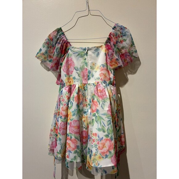 NWT Rare Editions Rainbow Floral Print Dress - Girls 7 - Picture 2 of 3